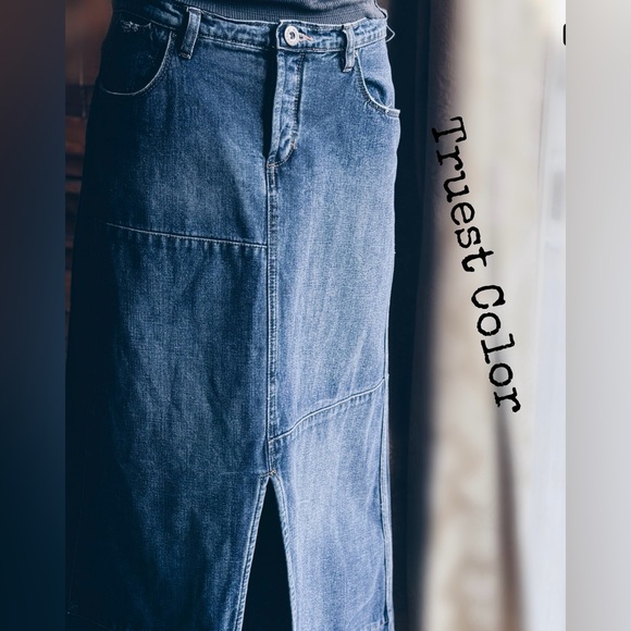 Free People Patchwork Denim Maxi Skirt - Picture 4 of 12